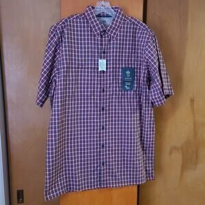 Mens Arrow Performance SS Shirt Large Tall Plaid Button-up Casual Everyday Wear